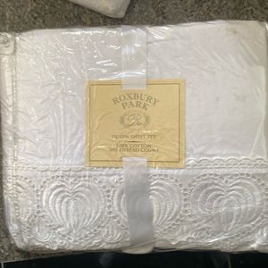 Roxbury park queen white 100 percent cotton sheet set